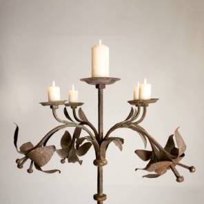  French Wrought Iron Standing Candelabra